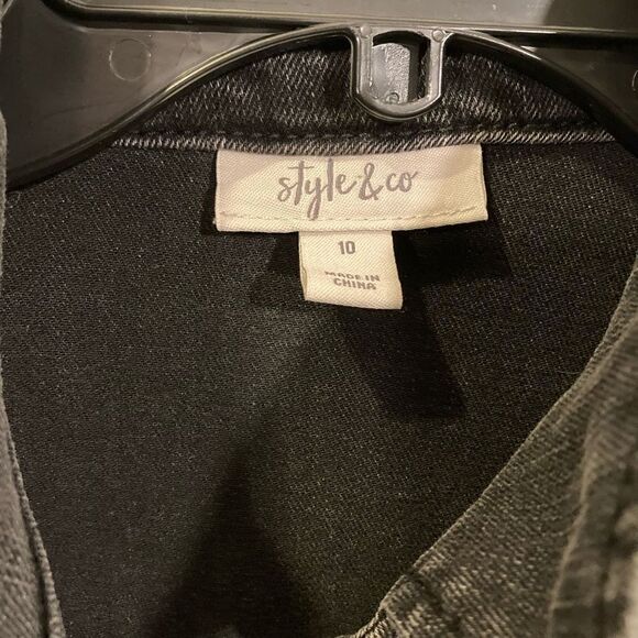 Black Raw Hem Denim Style and Co. Button Down Sleeveless Dress - Picture 10 of 13